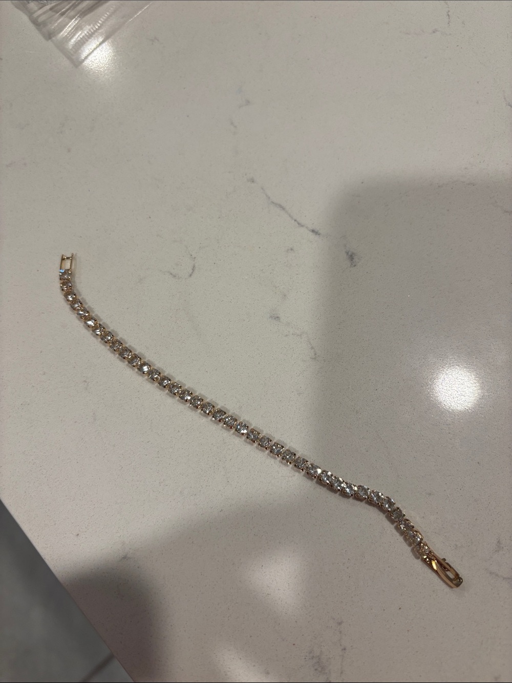 Gold Crystal Tennis Bracelet with Clear Stones